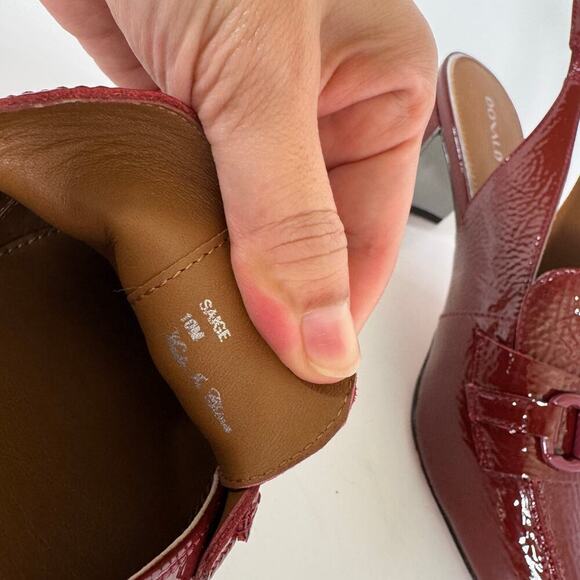 Donald Pliner Saige Slingback Block Heel Pump Patent Leather Burgundy Size 10 - Picture 8 of 9